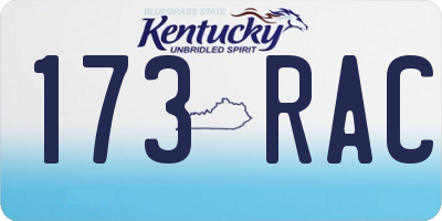 KY license plate 173RAC