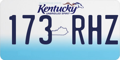 KY license plate 173RHZ