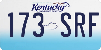 KY license plate 173SRF