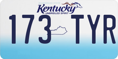 KY license plate 173TYR