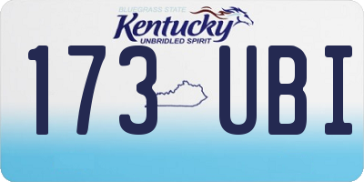 KY license plate 173UBI