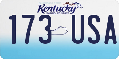 KY license plate 173USA