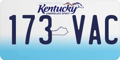 KY license plate 173VAC