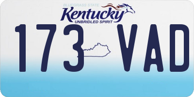 KY license plate 173VAD