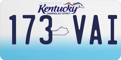 KY license plate 173VAI