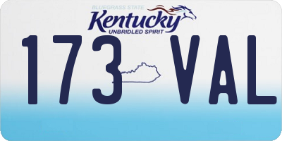 KY license plate 173VAL
