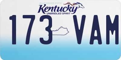 KY license plate 173VAM