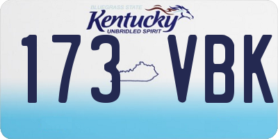 KY license plate 173VBK