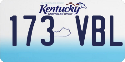 KY license plate 173VBL