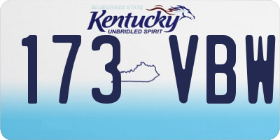 KY license plate 173VBW