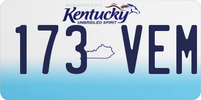 KY license plate 173VEM
