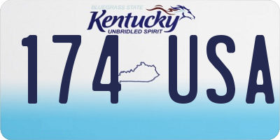 KY license plate 174USA