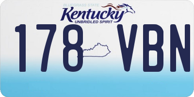 KY license plate 178VBN