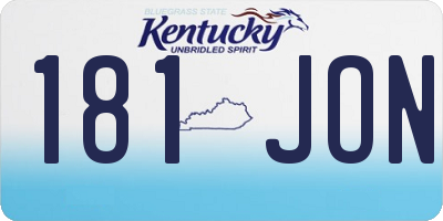 KY license plate 181JON