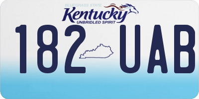 KY license plate 182UAB