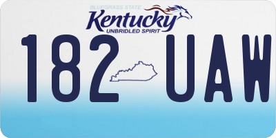 KY license plate 182UAW
