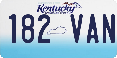 KY license plate 182VAN
