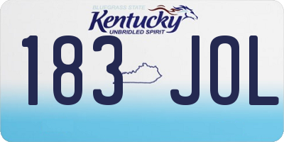 KY license plate 183JOL