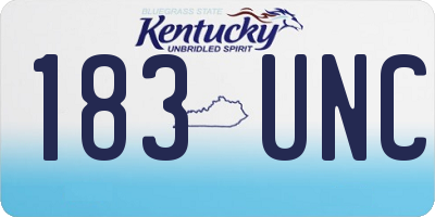 KY license plate 183UNC