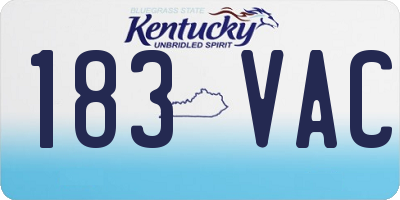 KY license plate 183VAC