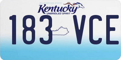 KY license plate 183VCE