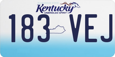 KY license plate 183VEJ