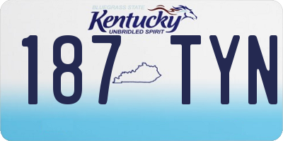 KY license plate 187TYN