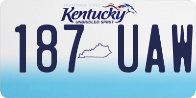 KY license plate 187UAW