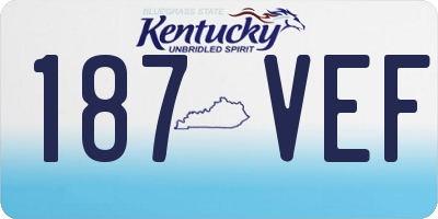 KY license plate 187VEF
