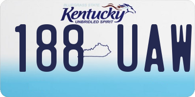 KY license plate 188UAW