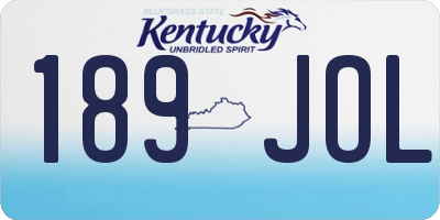 KY license plate 189JOL
