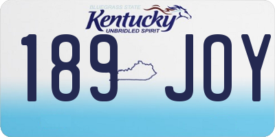 KY license plate 189JOY