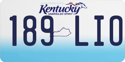 KY license plate 189LIO