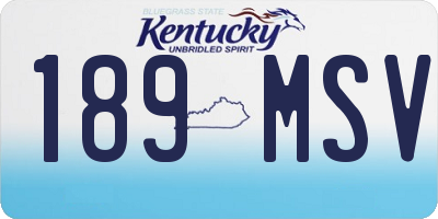 KY license plate 189MSV