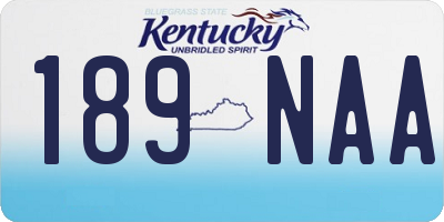 KY license plate 189NAA