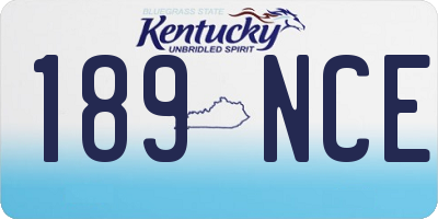 KY license plate 189NCE