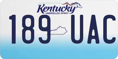 KY license plate 189UAC