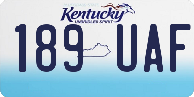 KY license plate 189UAF