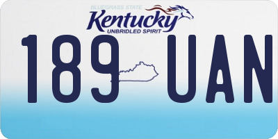 KY license plate 189UAN