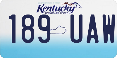 KY license plate 189UAW