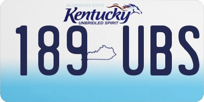 KY license plate 189UBS