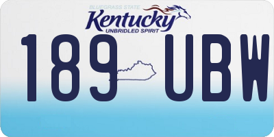 KY license plate 189UBW