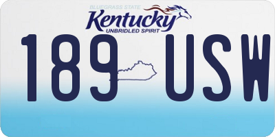 KY license plate 189USW