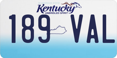 KY license plate 189VAL
