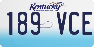 KY license plate 189VCE