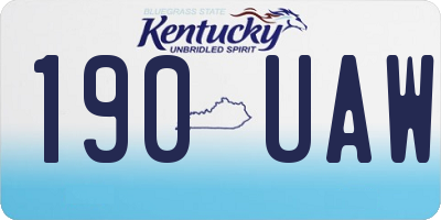 KY license plate 190UAW