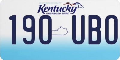 KY license plate 190UBO