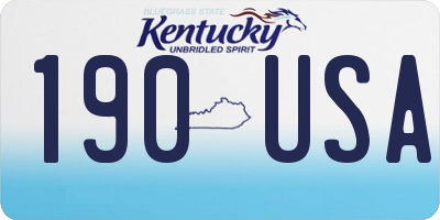 KY license plate 190USA