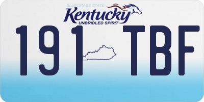 KY license plate 191TBF