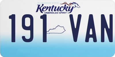 KY license plate 191VAN